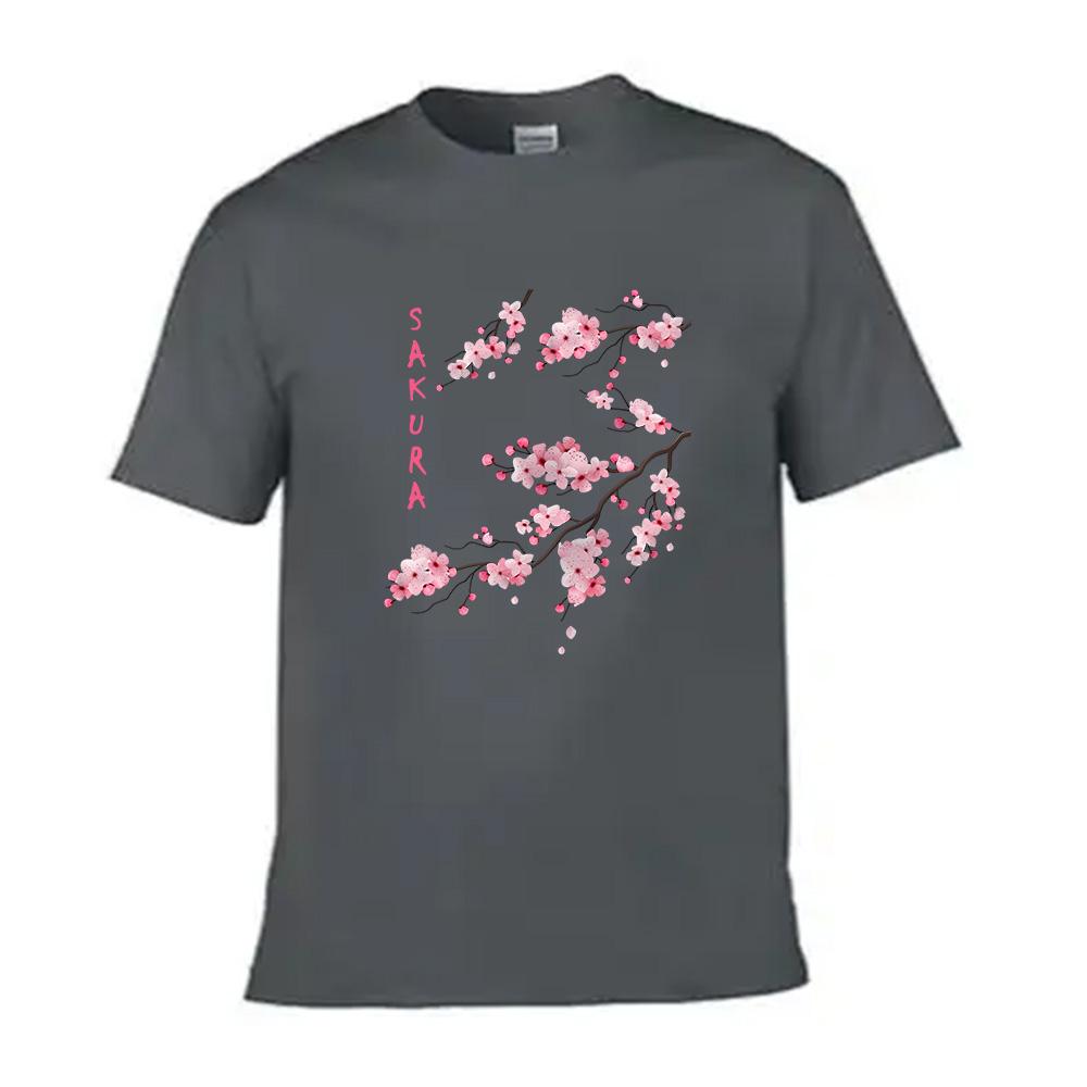 Женская футболка с цветами сакуры Хлопковая футболка с коротким рукавом Забавная милая футболка с принтом Одежда Высокое качество