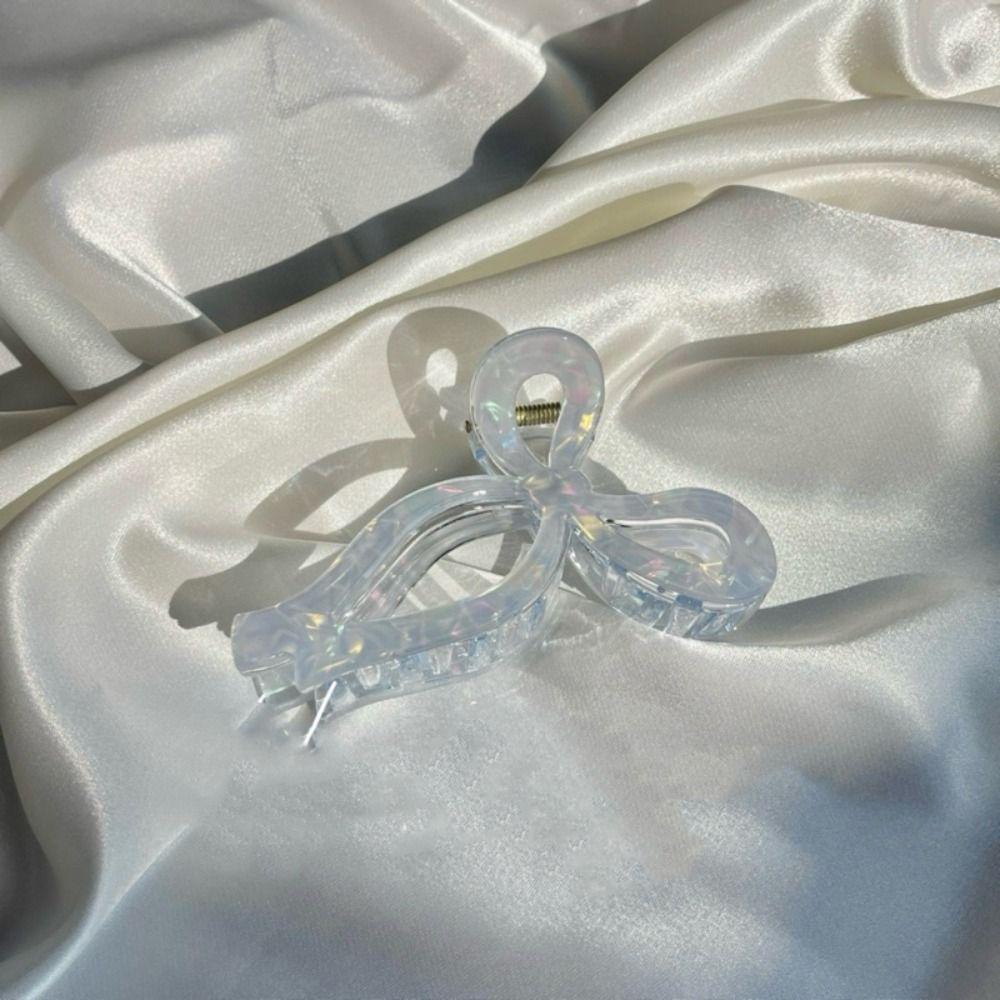 Korean Style Bow Hair Claw Acetic Acid Large Shark Clip Luxury Acetate Grab Clip  Daily