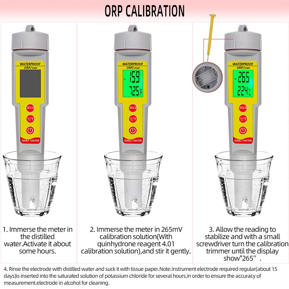 ORP-619 Водонепроницаемый ОВП/ТЕМП Измеритель Портативный Тестер Качества Воды Цифровая Ручка для Тестирования ОВП Анализатор Окислительно-Восстановительного Потенциала для Аквариума