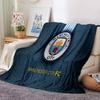 Football Manchester Crest Flannel Blanket, Soft Polyester, Modern Design, All-Season for Camping, Travel, Gifts for holidays or birthdays