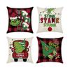 4PCS Christmas Happy Throw Pillow Cover, 18 X 18 Inch, Winter Holiday Cushion Cover Sofa Decor
