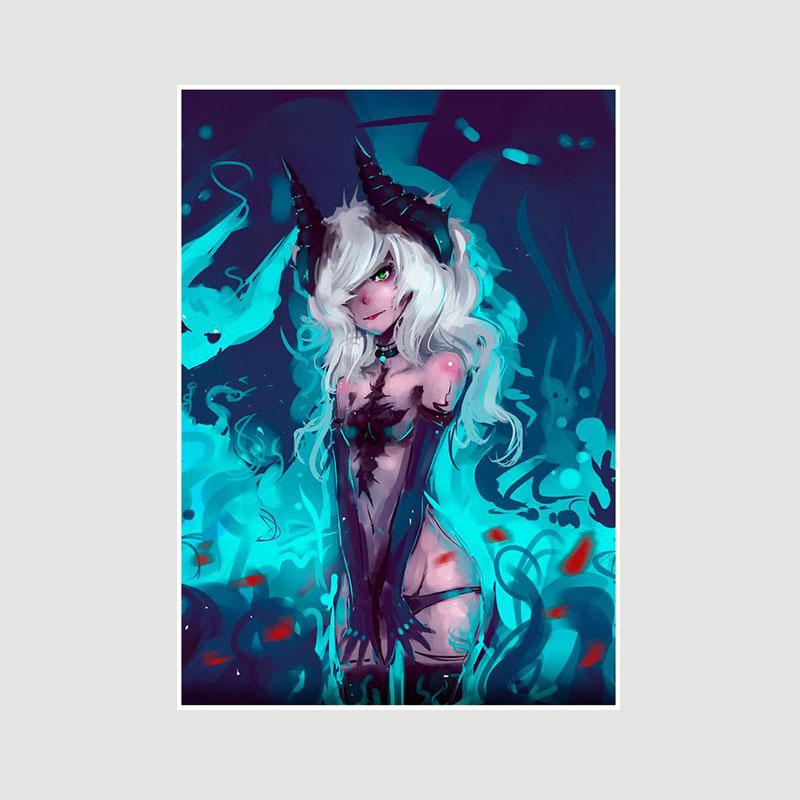 Домашний декор Картина Милая маленькая Лоли Аниме Девушка Плакат Милая Лолита Манга Фигурка Белые бумажные постеры и принты Бар Спальня Украшения Фреска