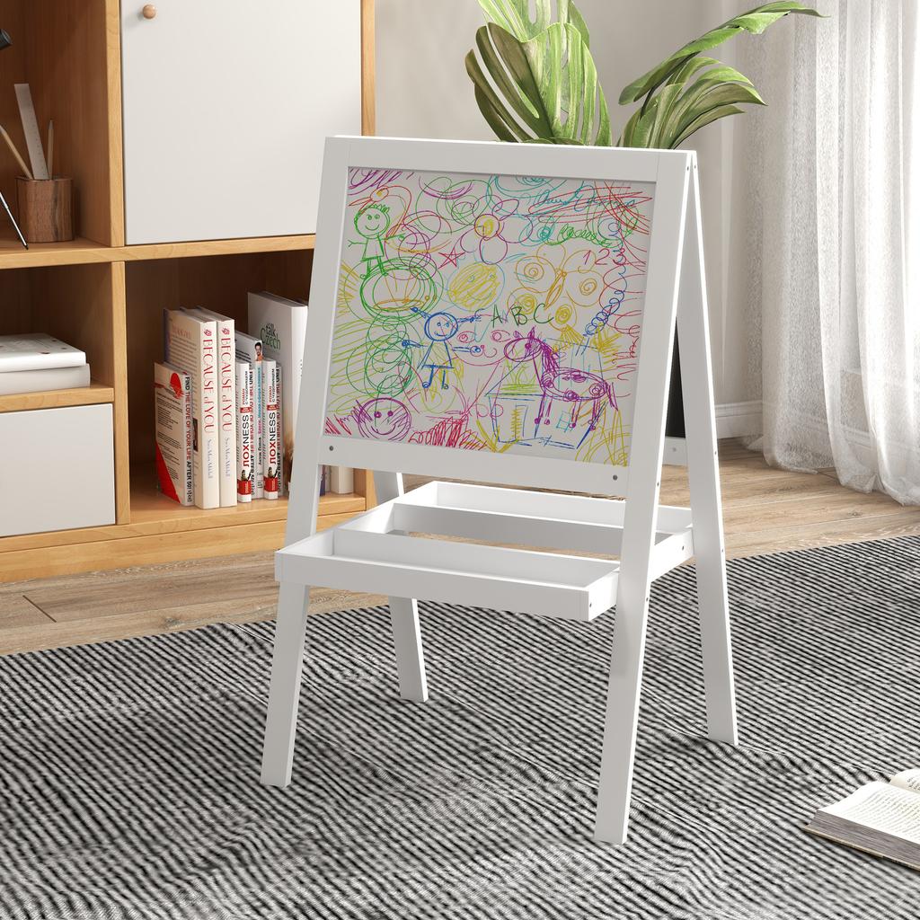 Children's Easel Board: One Side Magnetic Slate and the Other a Whiteboard Chalkboard, 2-In-1