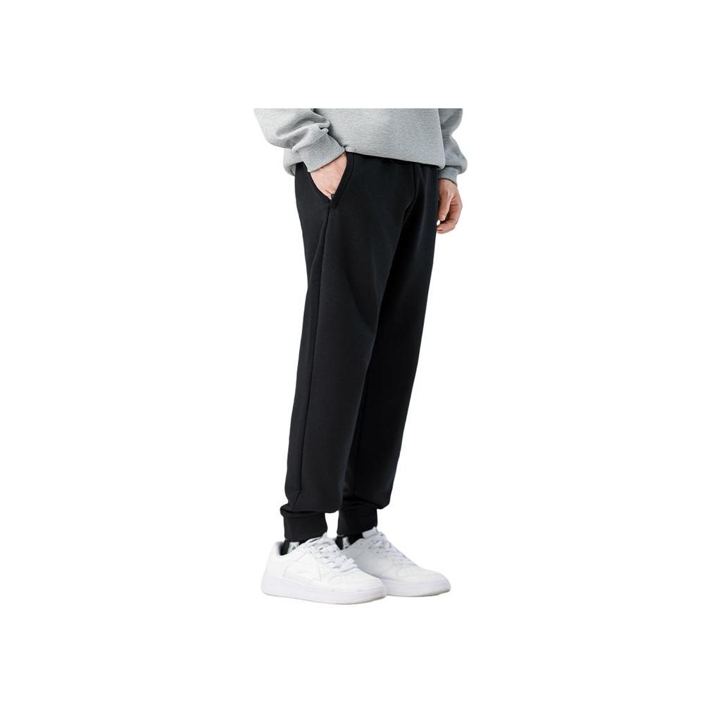 Li Ning Sports Lifestyle Series однотонные свободные брюки с манжетами, влагоотводящие, дышащие, повседневные брюки для мужчин, черные AKLTE51-1