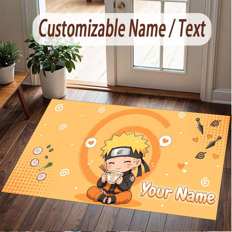 Custom Name Crystal Velvet Rug,Naruto Comfortable Anti Slip Floor Mat For Room Decoration