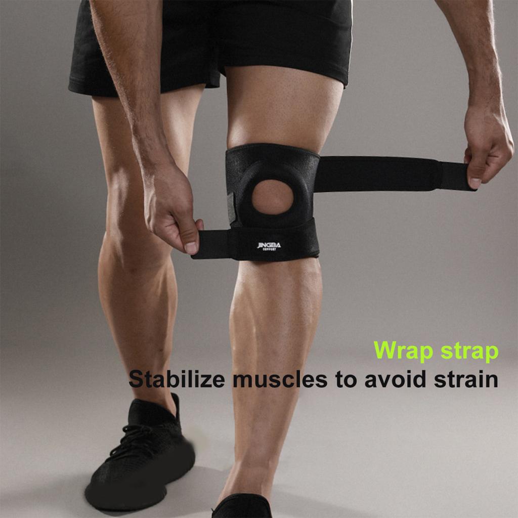 Наколенник с открытой коленной чашечкой, нескользящий, регулируемый, дышащий, для мужчин и женщин, пеший туризм, баскетбол, езда на велосипеде, бег, артрит, поддержка боли, наколенники, накладки на рукава