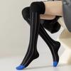 Новые женские гольфы в вертикальную полоску JK Корейские контрастные хлопковые свободные длинные носки для девушки Харадзюку Гольфы выше колена Чулок