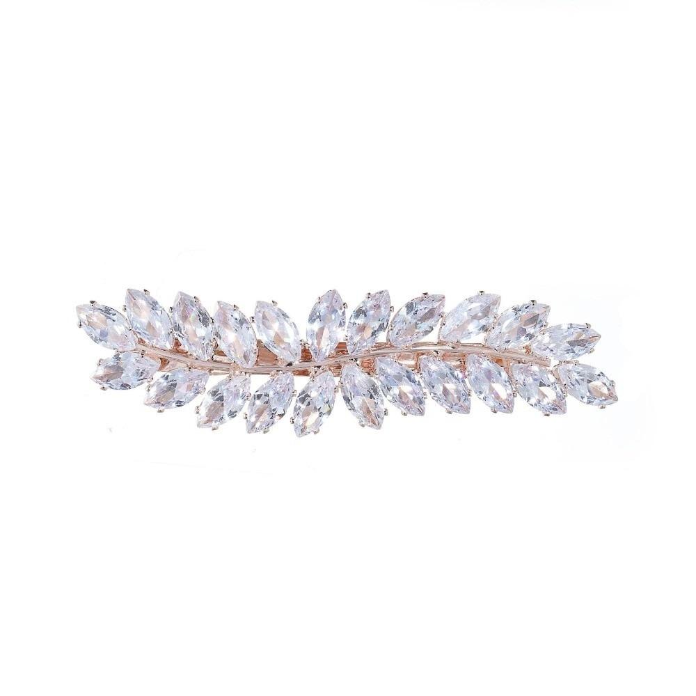 Exquisite Wheat Shape Zirconia Hair Clip Shining Rhinestone Gifts Side Clip Banquet Headpieces Party Banquet