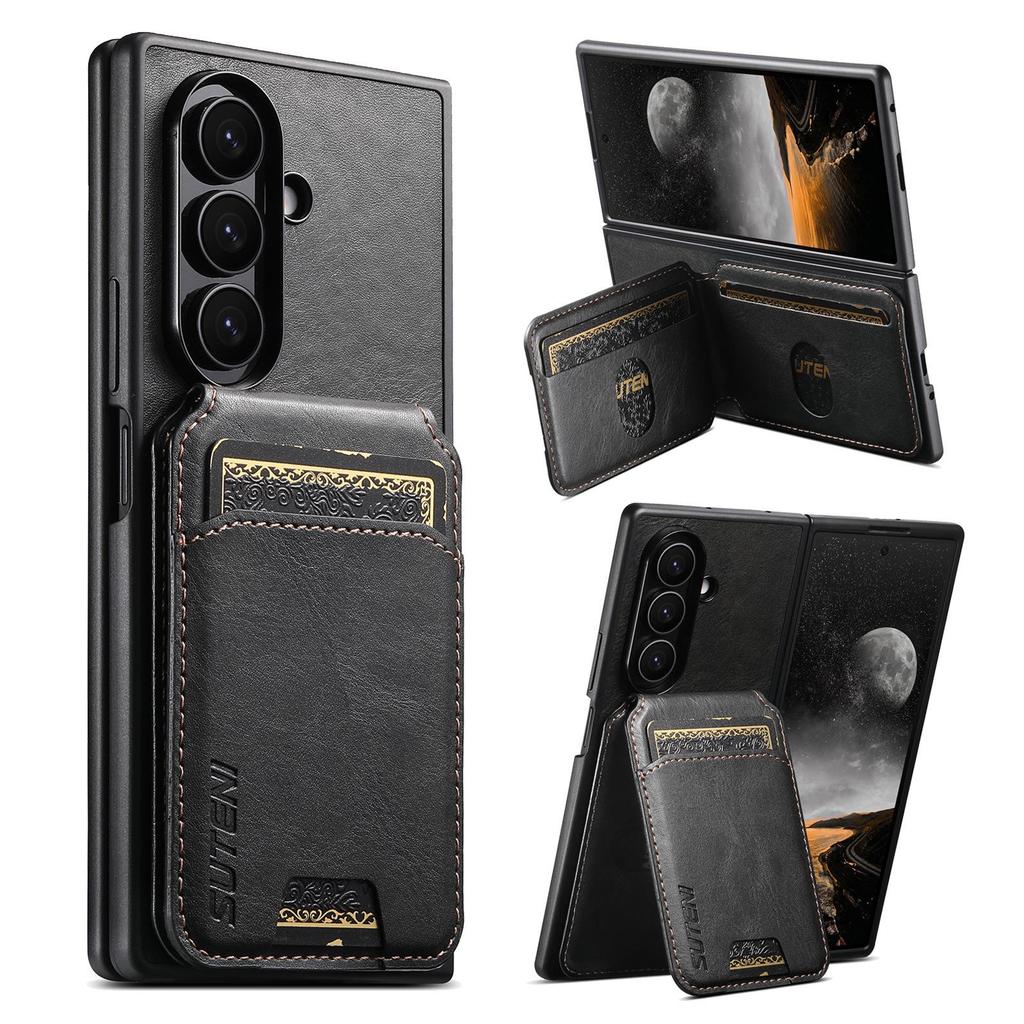 Чехол-подставка с отделениями для карт из кожи SUTENI для Samsung Z Fold 7/6/5