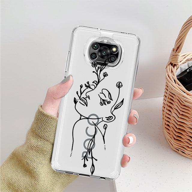 Прозрачный чехол для Xiaomi Mi Poco X3 NFC M3 Pro F3 F1 11 Lite 12 Redmi Note 10 9S 8 7 9, мягкий чехол для телефона Love Line Flower
