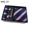 Men'S Striped Flower Plaid Tie Square Towel Cuffs Tie Clip Gift Box Set Business Casual Tie Black