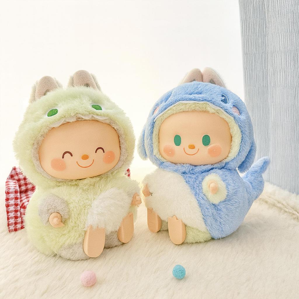 17 см Плюшевый Зеленый Динозавр в Пухлом Костюме Акулы, Подходит для Первого, Второго и Третьего Поколений, Пушистый Костюм для Плюшевых Кукол