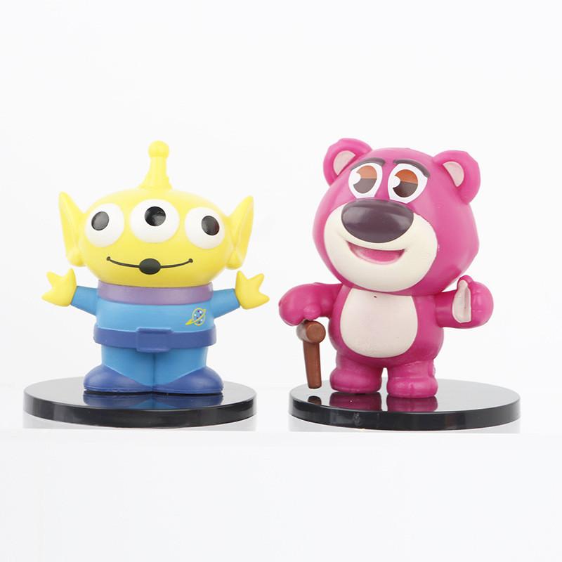Charming Pink Bear Rabbit Alien Cartoon Figurines Pvc Anime Characters 8cm Set