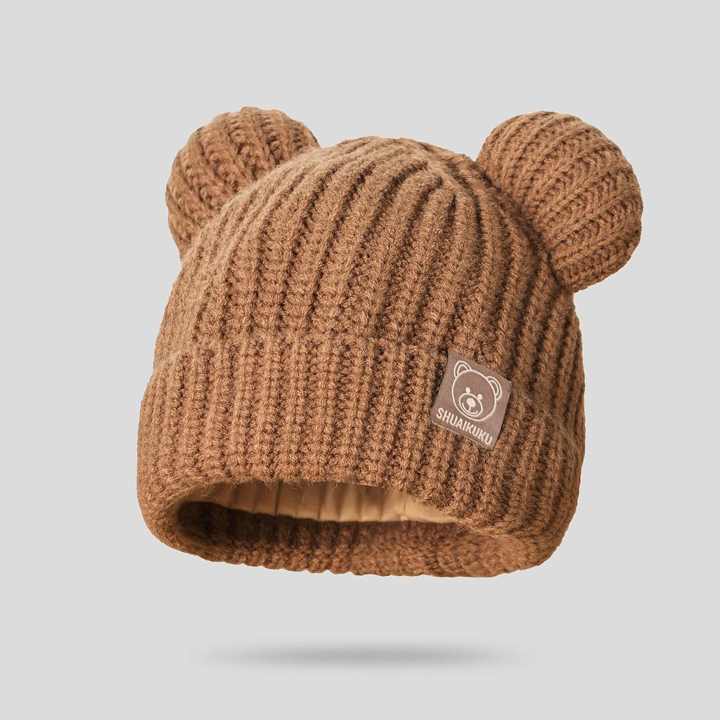 Детская зимняя шапка-бини с ушками, 80% акрил 20% полиэстер, легкая вязаная ткань, облегающая, городская тематика, застежка-пряжка, подарок