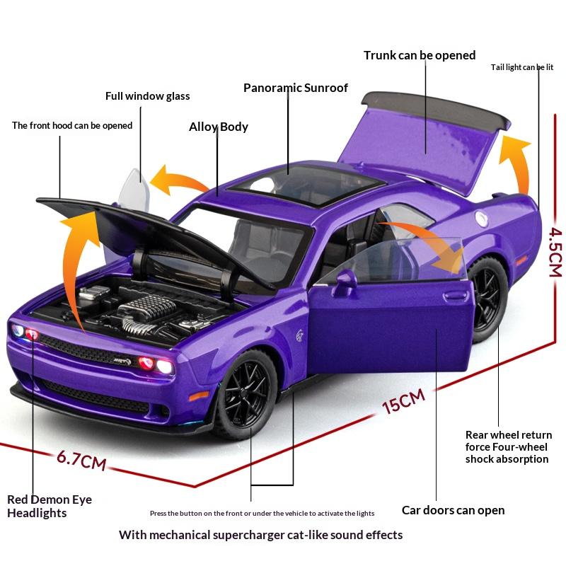 1/32 Модель автомобиля Dodge Challenger SRT Литая модель из сплава Симуляция Hellcat Мускул Спортивный автомобиль Модель Машинка для мальчика Праздничный подарок на день рождения