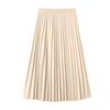 Women Maxi Skirt Elastic High Waist A-Line Long Skirt Solid Color Large Hem Pleated Skirt Work Leisure Skirt Workwear
