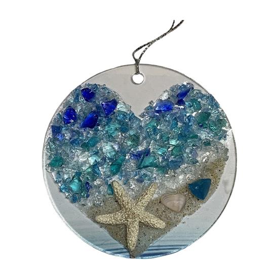 Beach Ocean Themed Christmas Ornaments Nautical Coastal Christmas Tree Hanging Ornaments with Starfish Seashell for Tree Home Decor