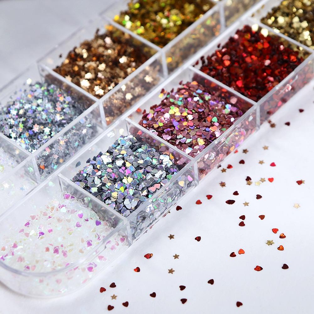 12-Grid Glitter Nail Art Decorations Colorful Nail Art Decorations Nail Salon