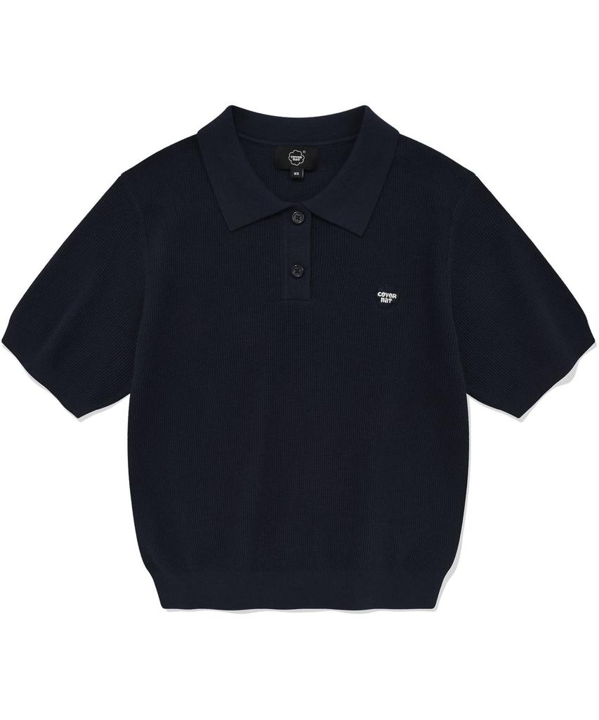COVERNAT WOMAN Basic Waffle Collar Knit Navy