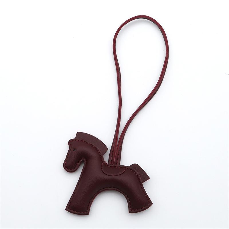 New Fashion Bag Accessories Horse Keychain With Strings Rope All-around PU Leather Tiny Horse Embellishment For Female Gift