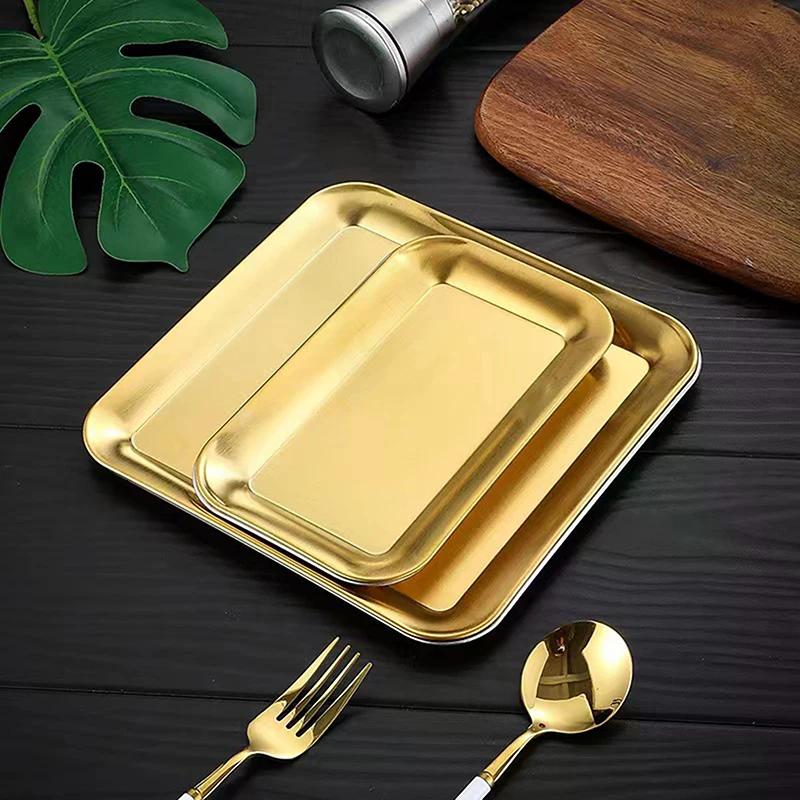 Luxury Square Food-grade Steel Serving Tray,coffee Tray,desserts – Elegant Serving Platters for Cafe, Restaurant Bathroom Tray