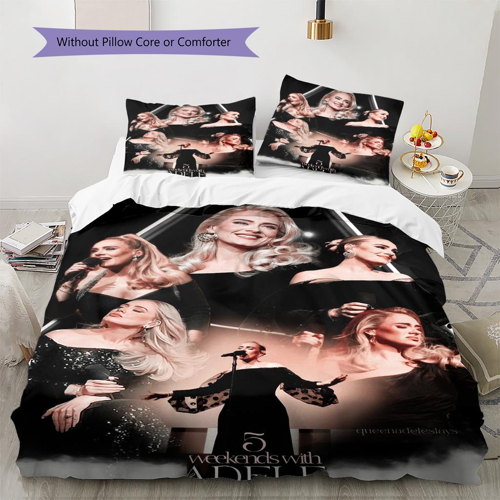 Adele Pattern Bedding Set Quilt Cover Pillowcase Home Decor Gift (1 * duvet cover + 2 * pillowcase, without core)