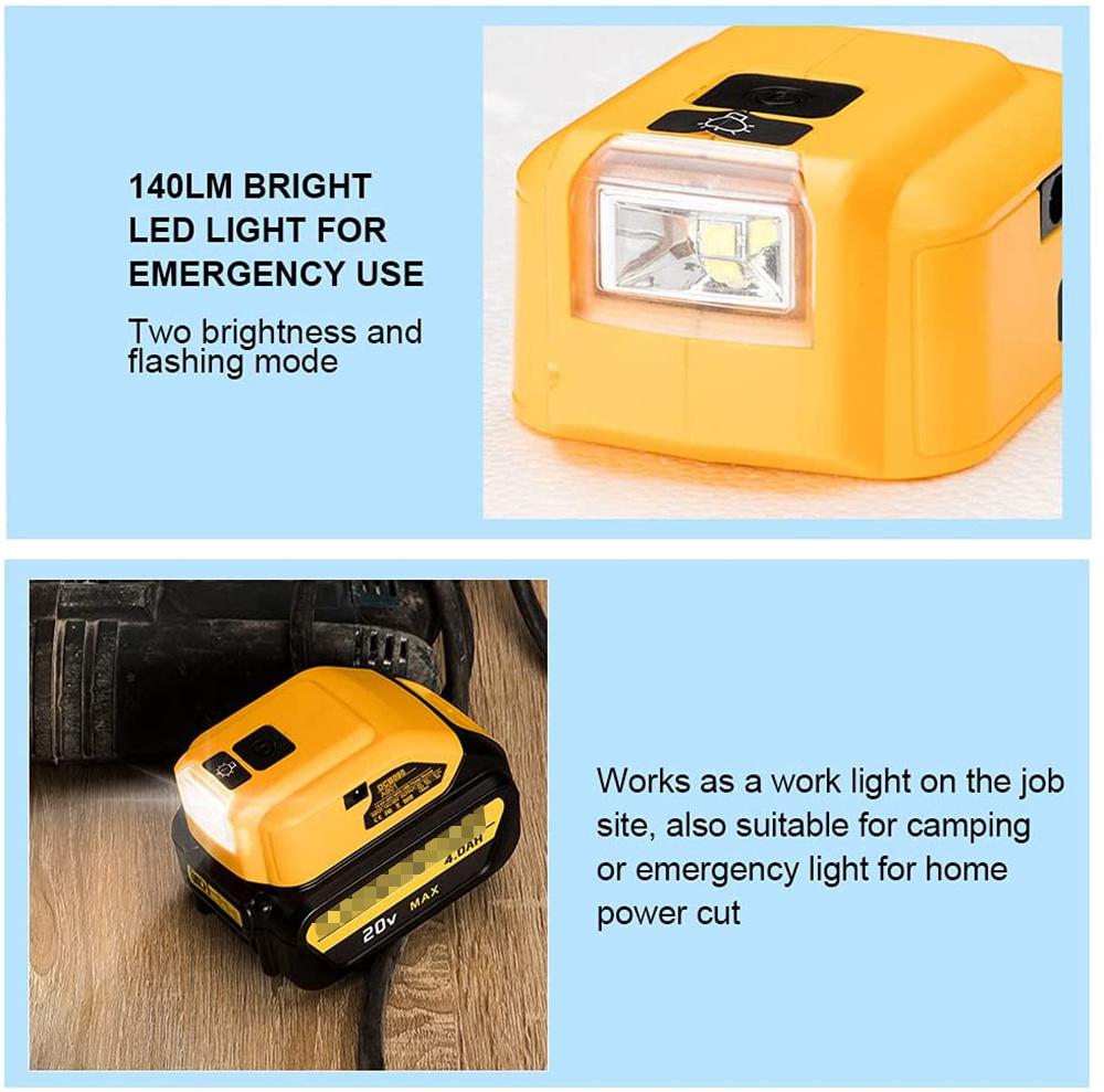 Dual USB Output LED DCB090 Li-ion Battery Charger Adapter for Dewalt
