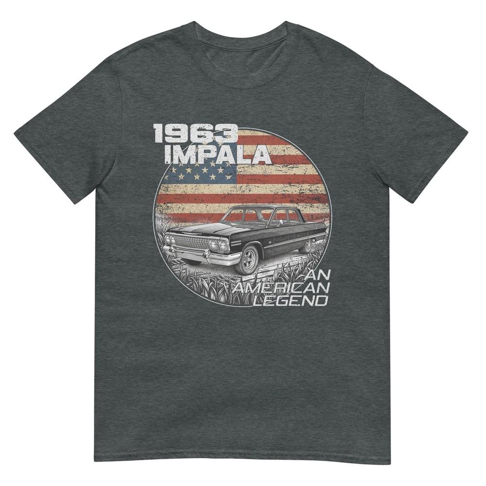 Флаг США 1963 63 Impala Силуэт Muscle Car Футболка