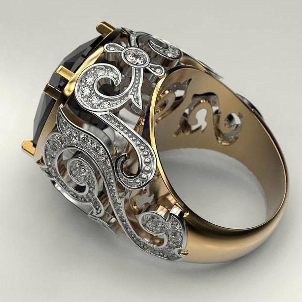 Sapphire and Zircon Luxury Two-Color Copper Ring