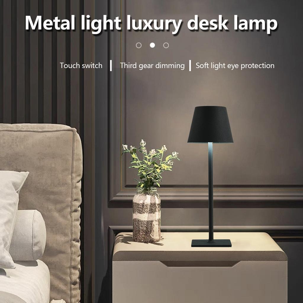Simple Desk Lamp Decorative Desk Lamp Rechargeable Desk Lamp Metal Texture Ambient Lamp White 4000mAh
