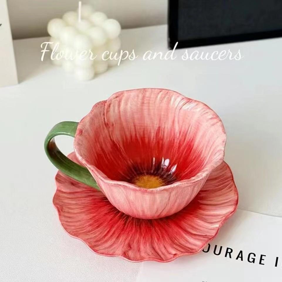 Ceramic Petal Set Dinner Plates Ins Style Home Cake Dessert Office Tea Cup Flower Bowl