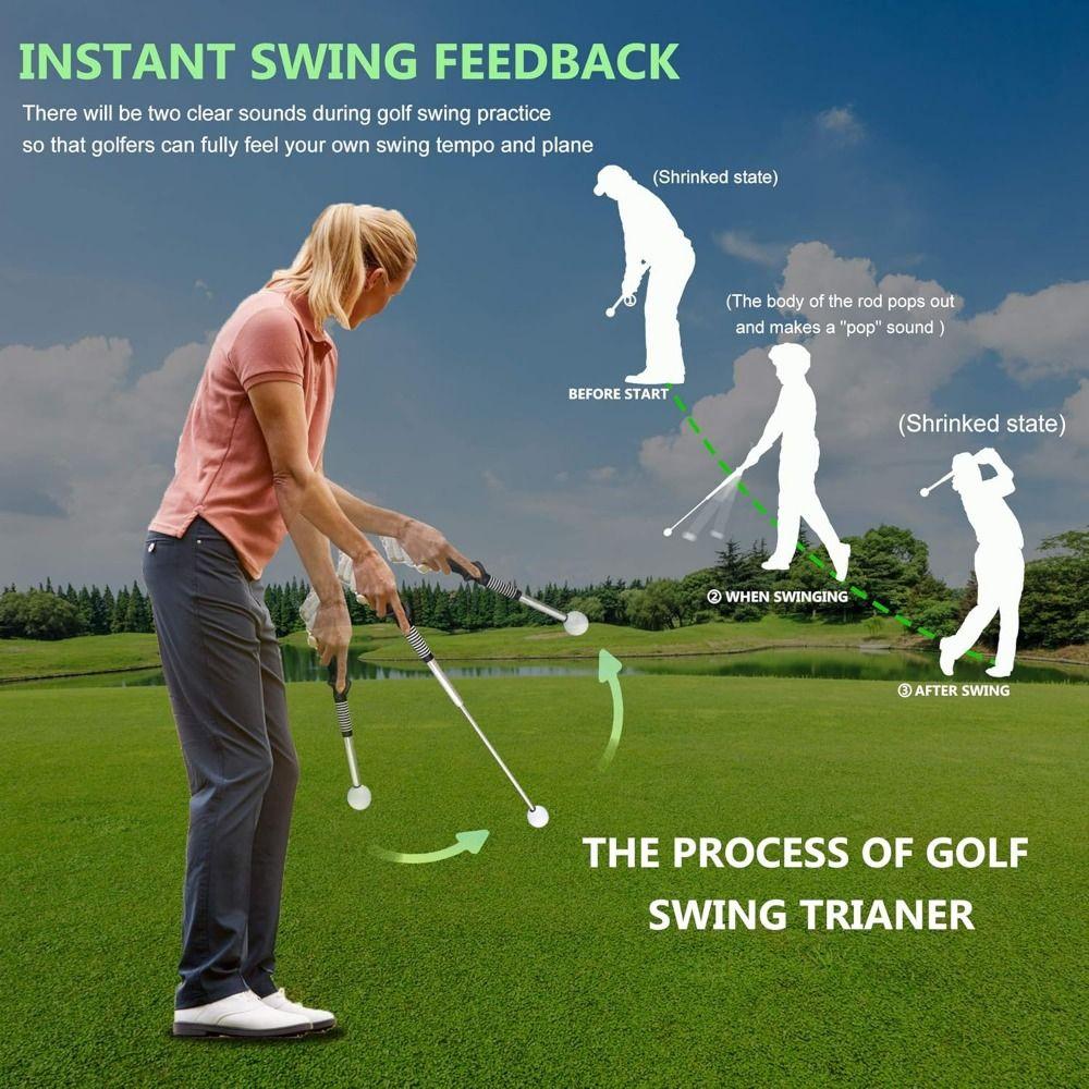 Retractable Golf Grip Trainer Attachment Rhythm Click Sound Golf Training Rod Golf Accessories