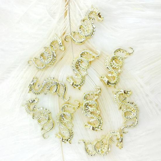 10Pcs Nail Art Rhinestones Chinese Zodiac Dragon Shiny Alloy 3D Metal Dragon Nail Accessories Women Supply