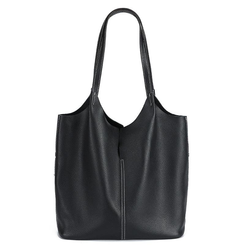 Leather Women's Bags New Tote Bags Large Capacity Women's Versatile Shoulder Bags Commuter Bucket Bags
