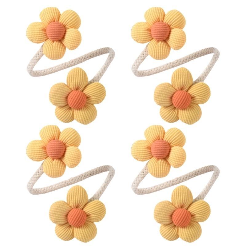 Colorful Flower Curtain Ties Clips Set of 4 Decorative Drapery Holders Holdbacks Metal Rope Tiebacks for Window Decors
