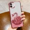 KEYSION Противоударный чехол с гальваническим покрытием для iPhone 11 12 Pro Max Прозрачный ТПУ с блестками и драгоценностями Подставка в виде лебедя Задняя крышка для iPhone 11