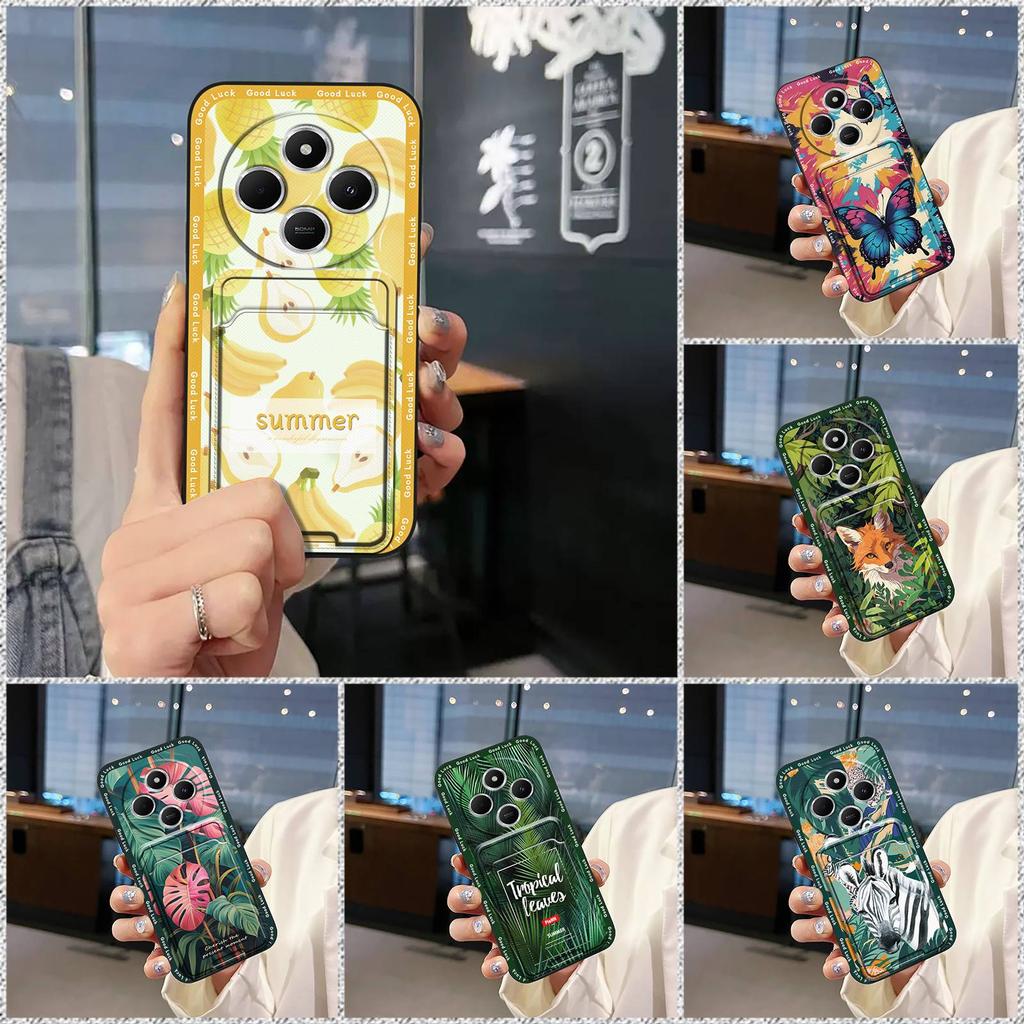 Fashion Design Back Cover Phone Case For Redmi A4 5G Cartoon Card Bag Cover Waterproof Dirt-resistant Silicone TPU Cute