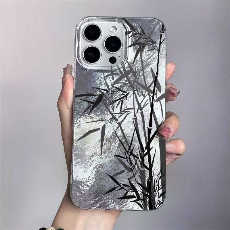 Чехол для телефона с дизайном "Бамбуковые чернила" для iPhone 17, 16 Pro, 15, 14 Pro Max, 13 - Европейский и американский стиль