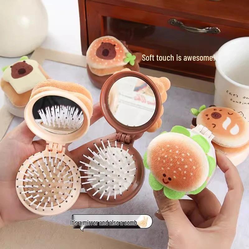 Новое поступление: Складная подушечная щетка с воздушной подушкой Капибара – Компактная массажная расческа с бесплатной доставкой