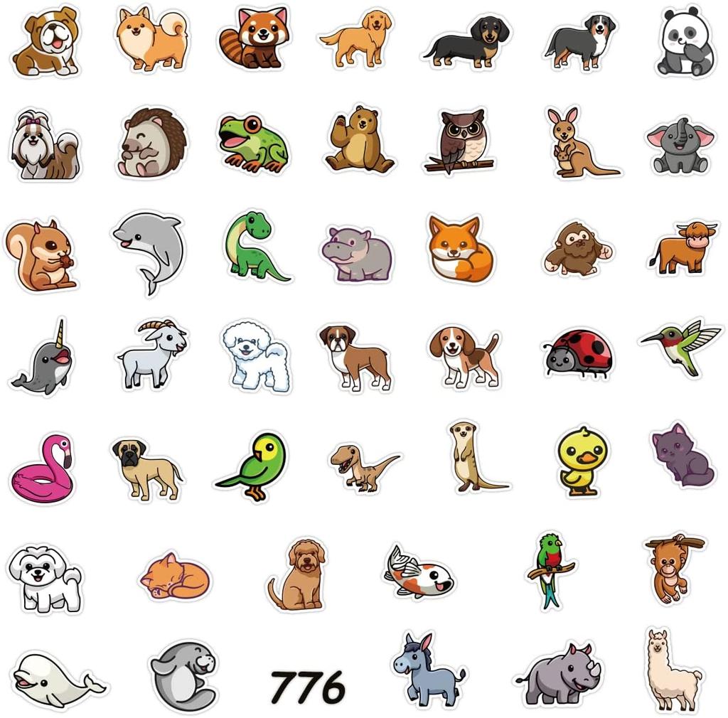 50/100 Pieces Cute Animal Stickers, Vinyl Waterproof Stickers for Laptop, Bumper, Skateboard, Water Bottle, Computer, Phone Cute Animal Stickers