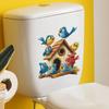 Cartoon Birdhouse with Birds Toilet Seat Sticker Bathroom Decor Nature Themed Removable Decal