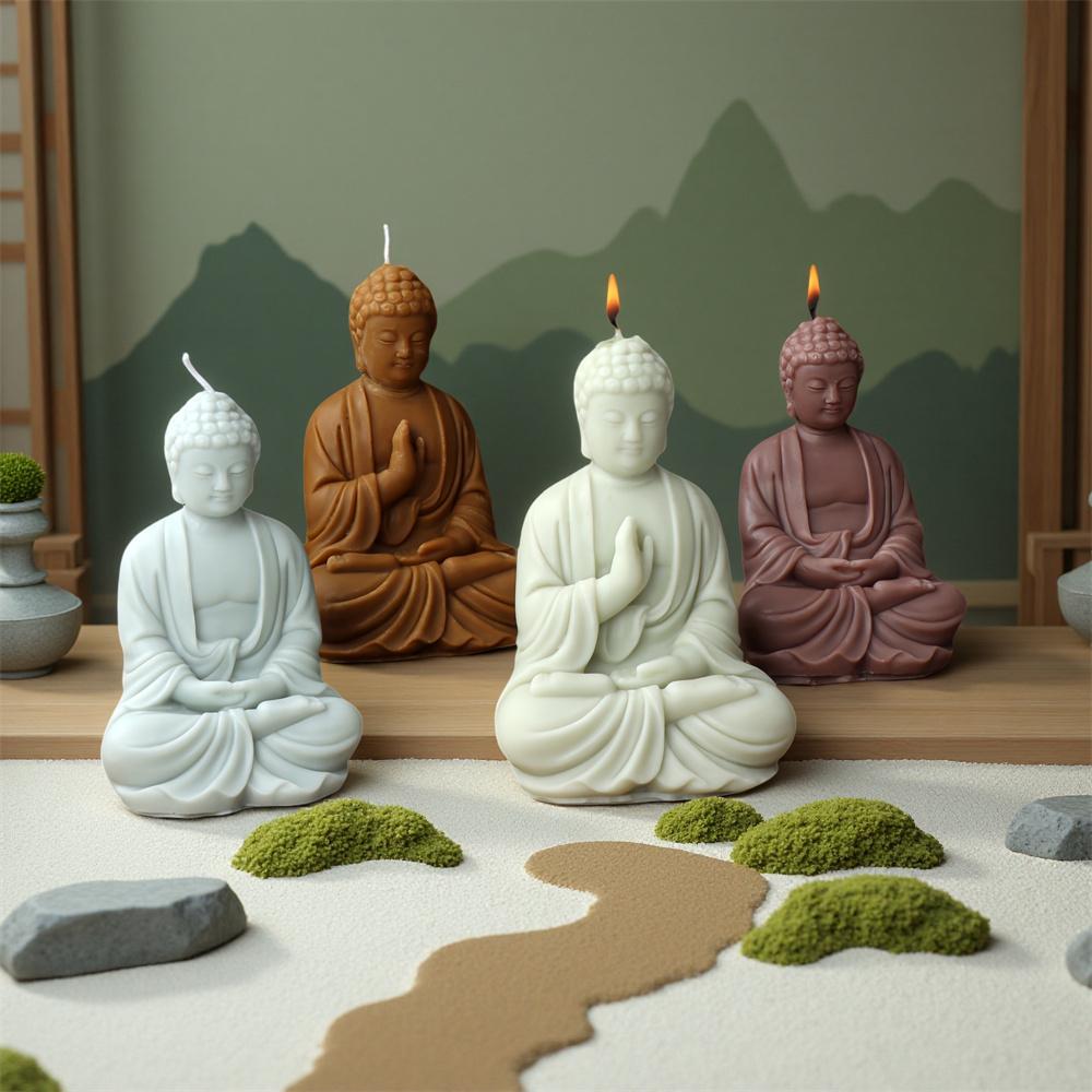 Большой размер Будда Силиконовая форма Формы для свечей из воска Форма для смолы Гипс Бетон Форма Форма Украшения для дома и сада Форма для рукоделия