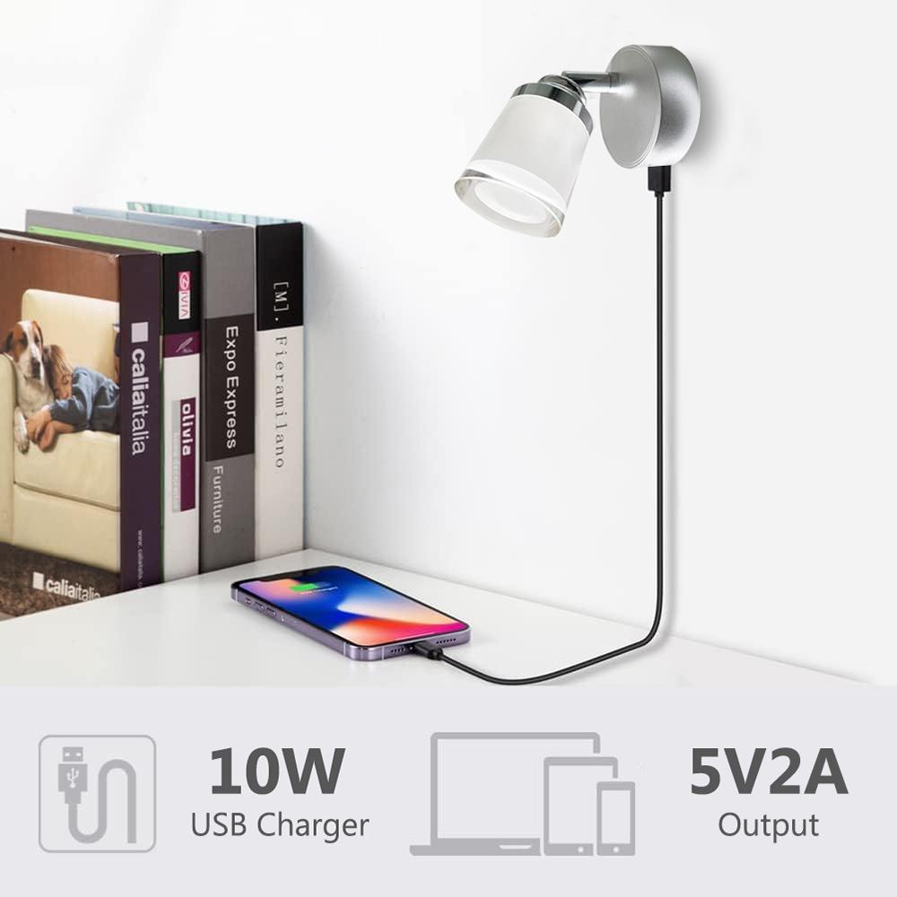 RV LED 12V Светодиодный светильник для чтения USB-порт Лодка Интерьер Книга Настенный светильник Прикроватный теплый