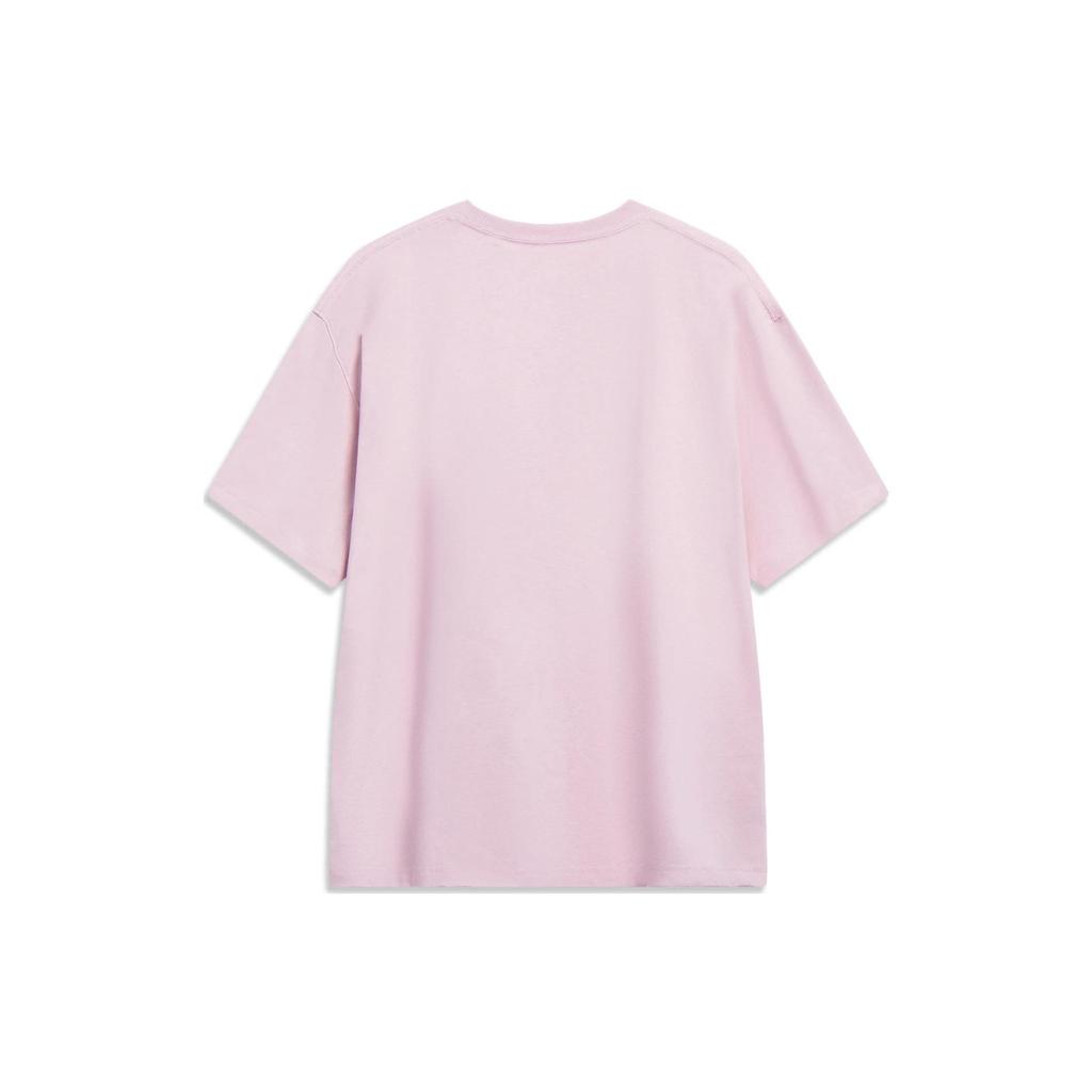 Li-Ning Chinese Culture Series Butterfly Logo Print Round Neck Short Sleeve T-Shirt Men Tops Soft-Pink AHST207-4