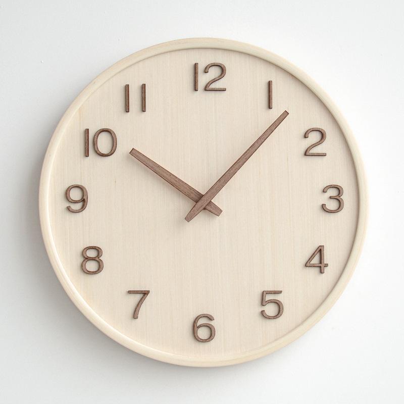 Japan Style Noiseless Wooden Wall Clock Simple Retro Decorative Timepiece for Living Room Home Decor Brief Wood Watch