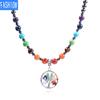 Hand Wound Tree Of Life Short Necklace Black Gallstone Beads Yoga Seven Chakras Natural Gem Necklace