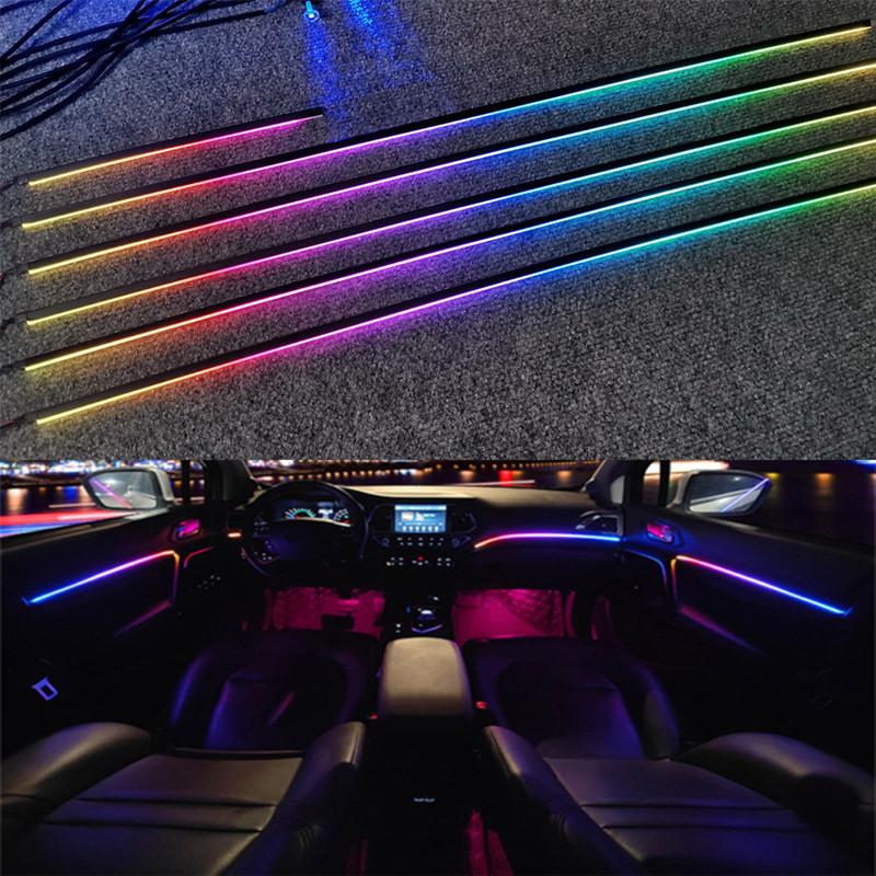 Универсальный светодиодный светильник Symphony Car Ambient Light 64 RGB Color Car Interior Acrylic Light Guide Decoration Atmosphere Light 18/10/6 в 1