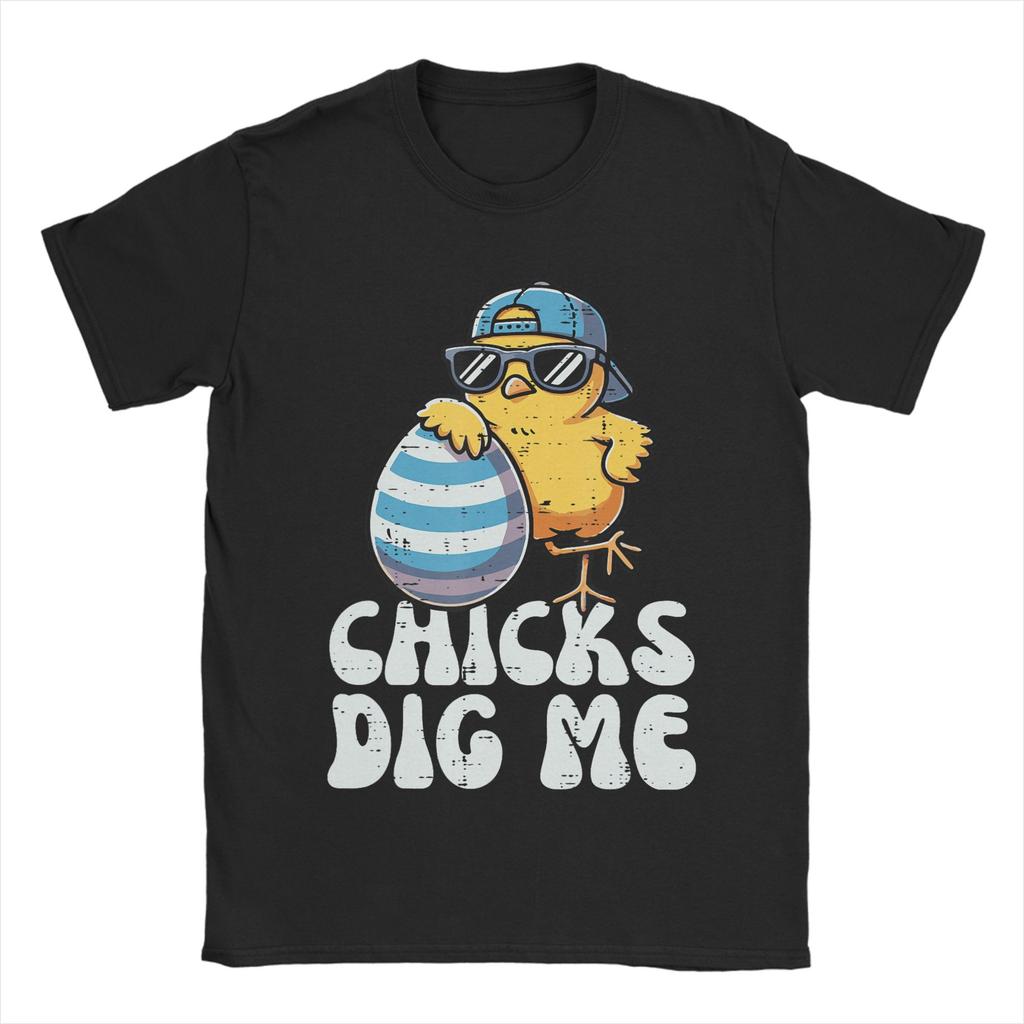 Chicks Dig Me Easter T Shirt Trendy Cool TShirts Short Sleeve Vintage Tshirt Beach 100 Cotton Round Neck Plus Size 5XL Tees