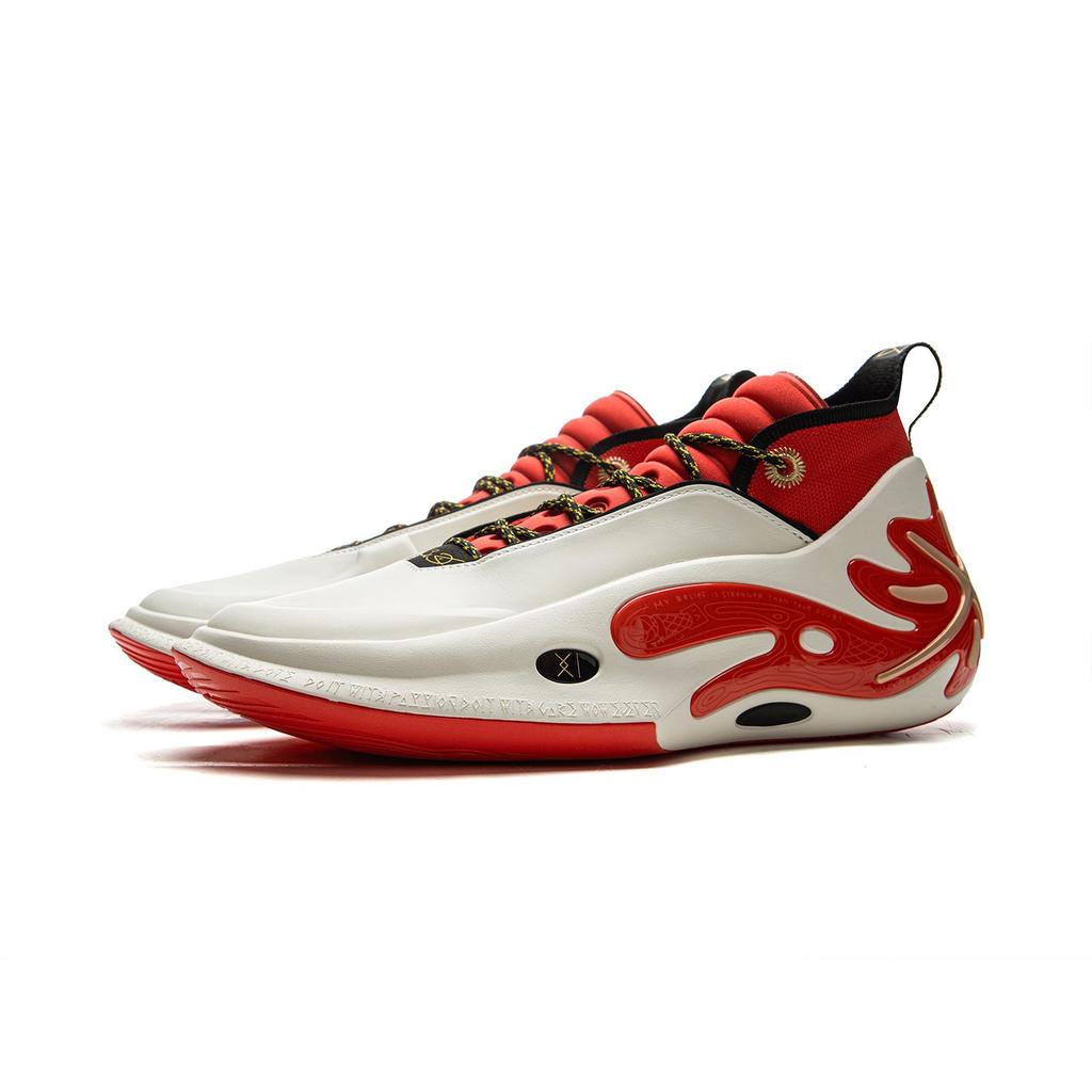 Li Ning Wow11 Амортизирующие Скользкие Устойчивые к истиранию Легкие Упругие Средние Баскетбольные кроссовки Мужские Белый Красный ABAU049-9