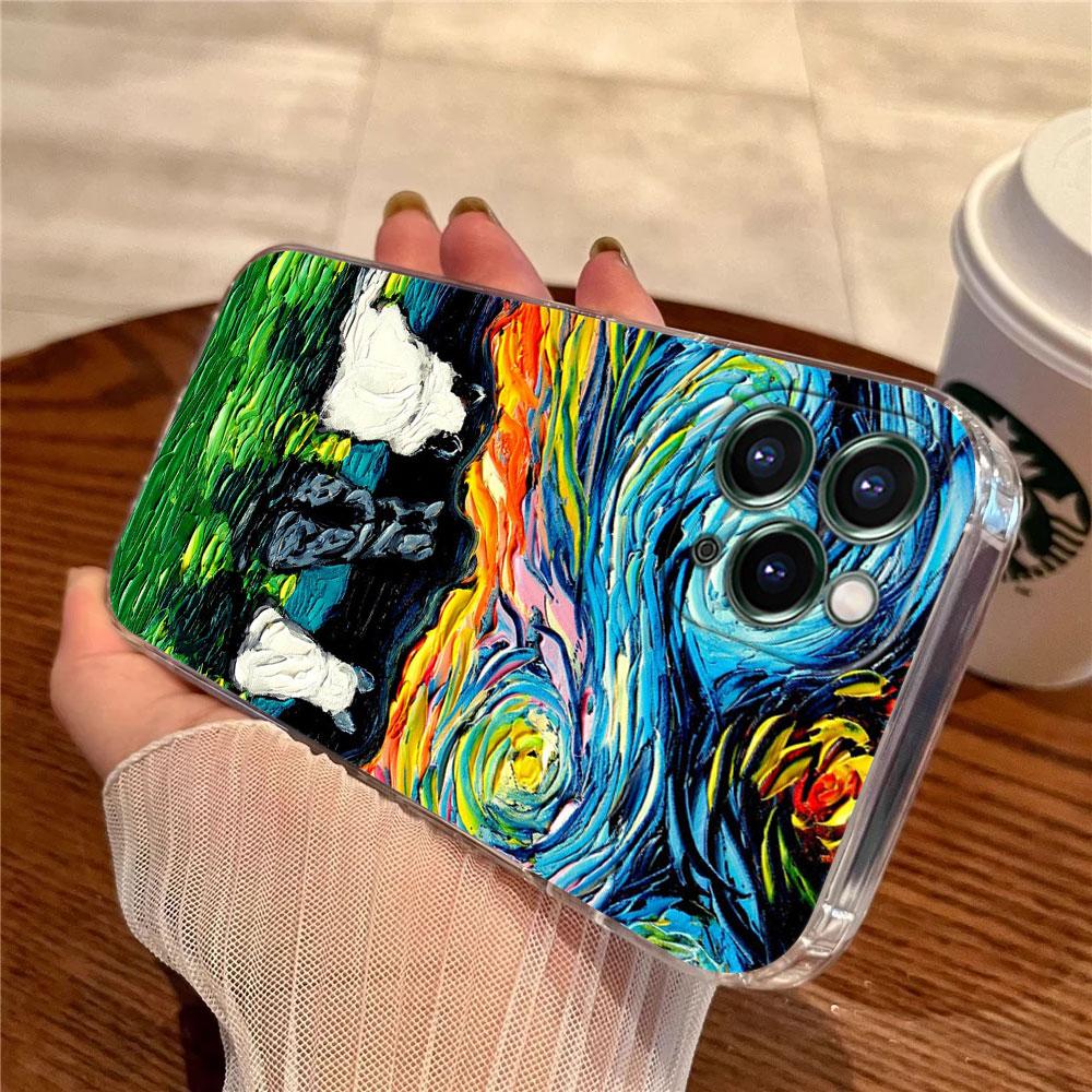 Чехол-картина маслом «Звездная ночь» Ван Гога с кошкой для Apple iPhone 17 16 15 14 13 12 11 Pro Max Plus 16E 17Air 17Pro Чехол для телефона Funda